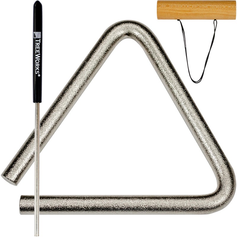 TreeWorks Chimes 6" Triangle Percussion Musical Instrument â€” MADE IN U.S.A. â€” with Beater/Striker and Holder, Professional Studio-Grade - Image 1